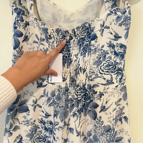 Reformation Rosi Sweetheart Cap Sleeve Formal Midi Dress Pompadour Blue 10 NWT - Picture 8 of 10